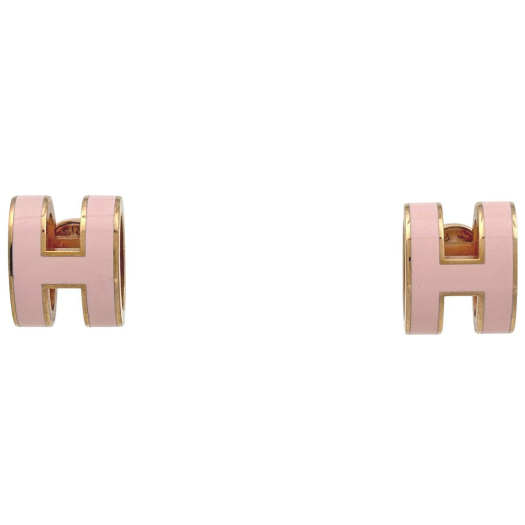 Hermes Pop Earrings Logo Pink Gold