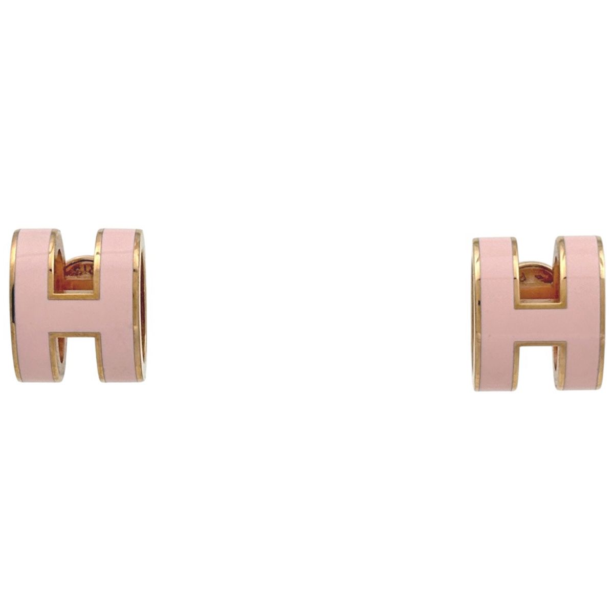 Hermes Pop Earrings Logo Pink Gold