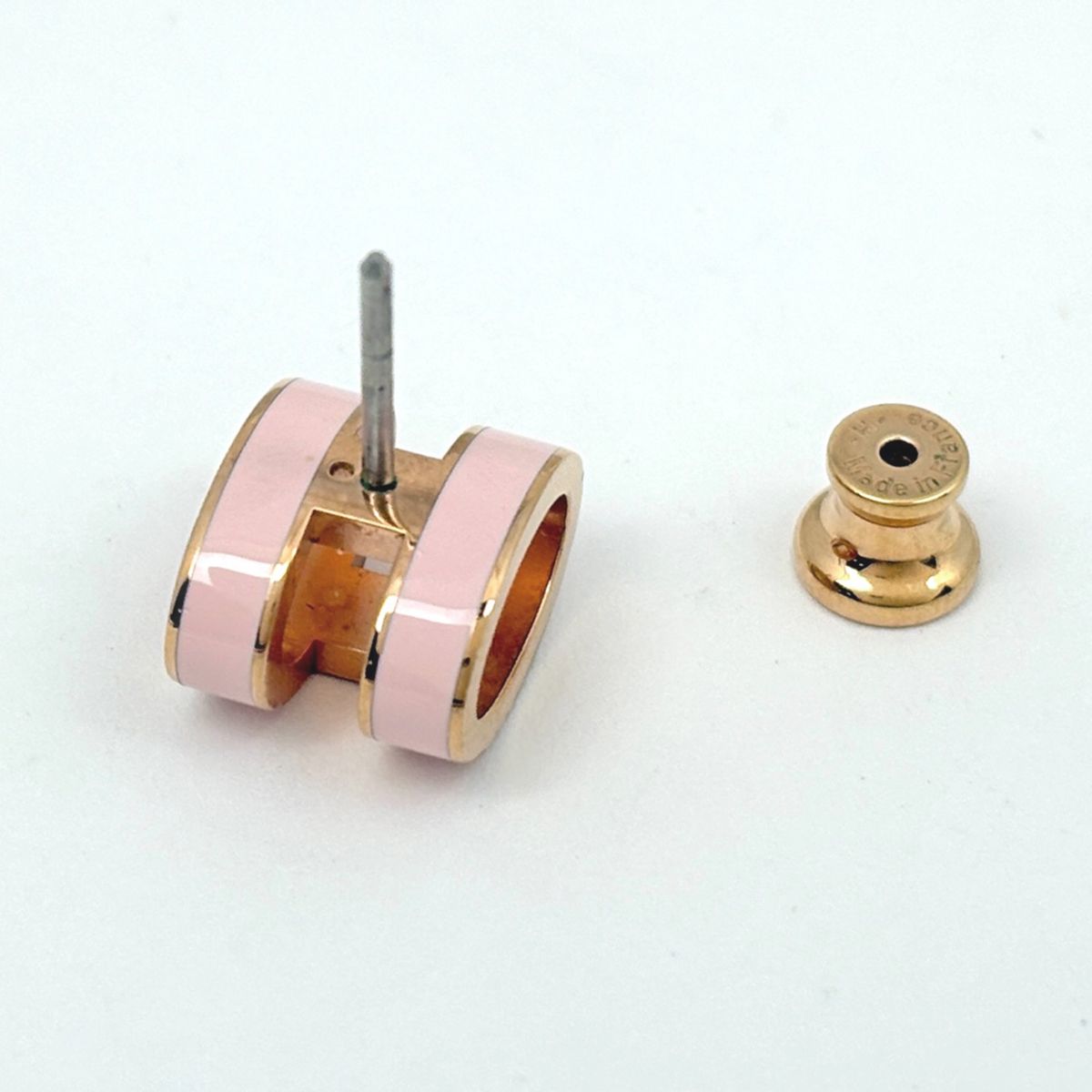 Hermes Pop Earrings Logo Pink Gold — view 3