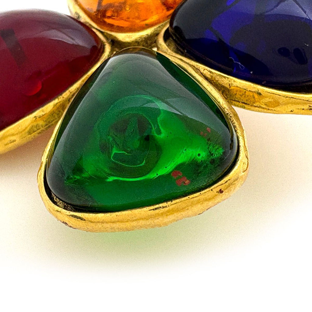 Chanel CC Logo Color Stone Earrings Gripoix Gold Plated Multicolor — view 4