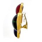 Chanel CC Logo Color Stone Earrings Gripoix Gold Plated Multicolor — view 2