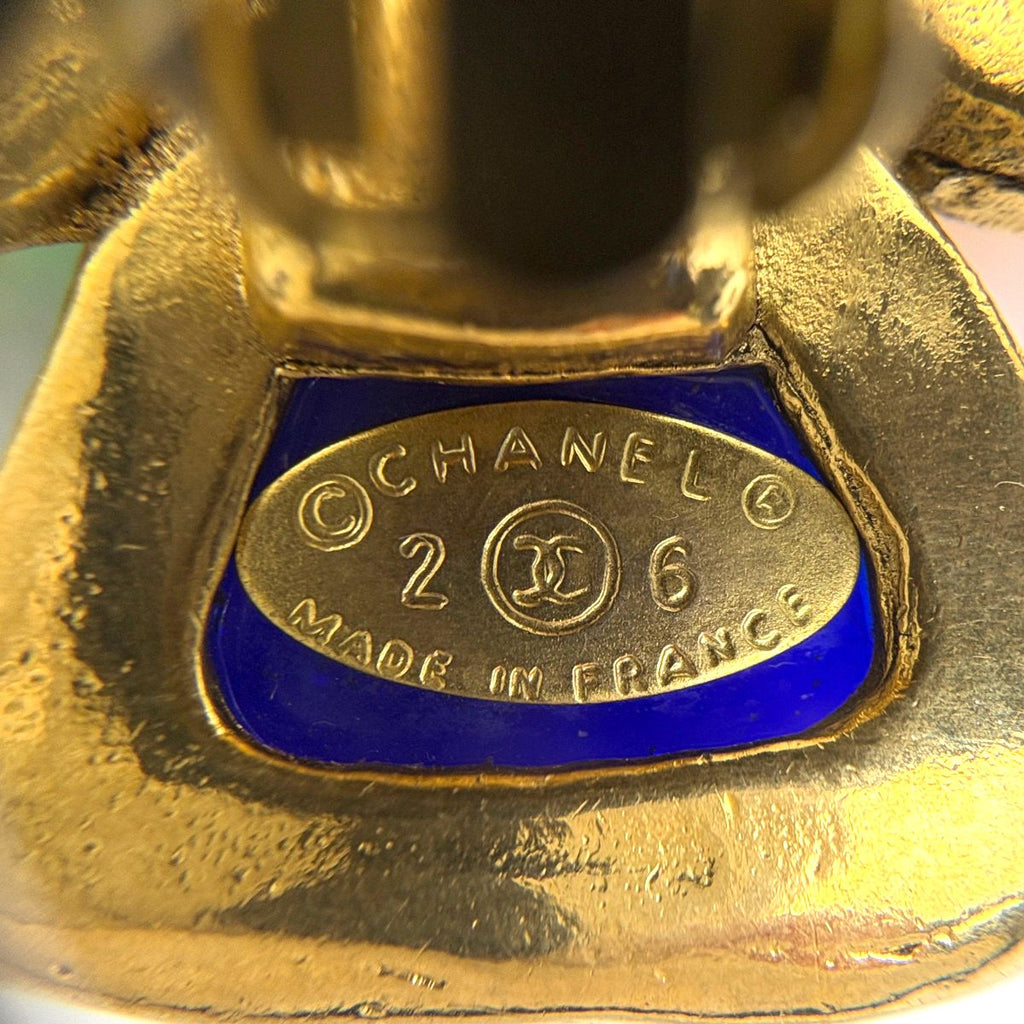 Chanel CC Logo Color Stone Earrings Gripoix Gold Plated Multicolor — view 6