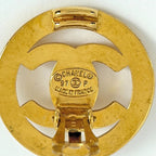 Chanel CC Logo Circle Earrings Turnlock Gold Plated — view 4