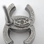 Chanel CC Logo Rhinestone Earrings Silver Plated — view 4
