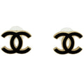 Chanel CC Logo Earrings CC Mark Metal Black