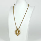 Dior Faux Pearl Chain Necklace Brooch 2-Way Gold Plated — view 4