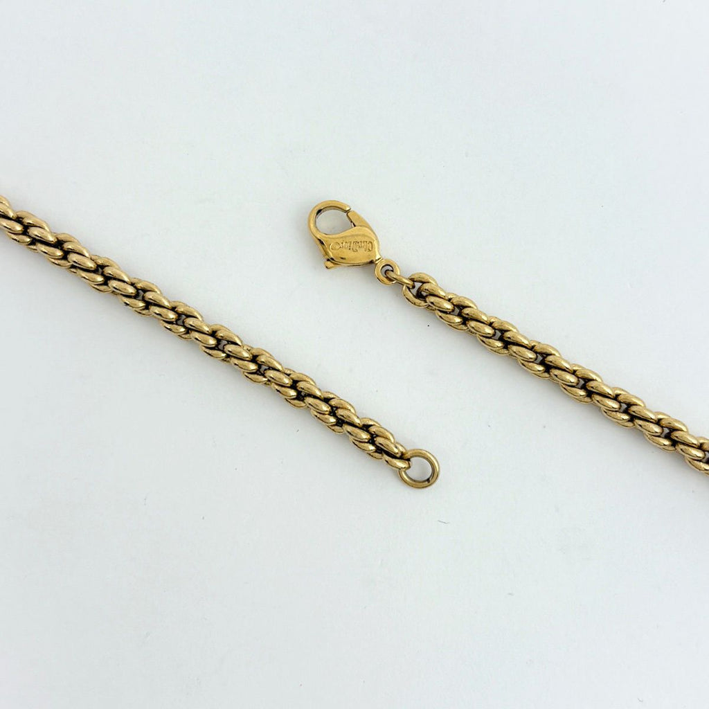 Dior Faux Pearl Chain Necklace Brooch 2-Way Gold Plated — view 3