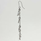 Dior Logo Rhinestone Earrings Swing Silver Plated — view 2