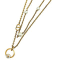 Dior Logo Faux Pearl Necklace Double Strand Gold Plated