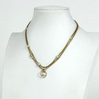 Dior Logo Faux Pearl Necklace Double Strand Gold Plated — view 4
