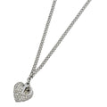 Dior Logo Rhinestone Necklace Clover Silver Plated