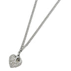 Dior Logo Rhinestone Necklace Clover Silver Plated