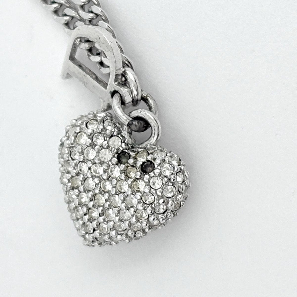 Dior Logo Rhinestone Necklace Clover Silver Plated — view 4
