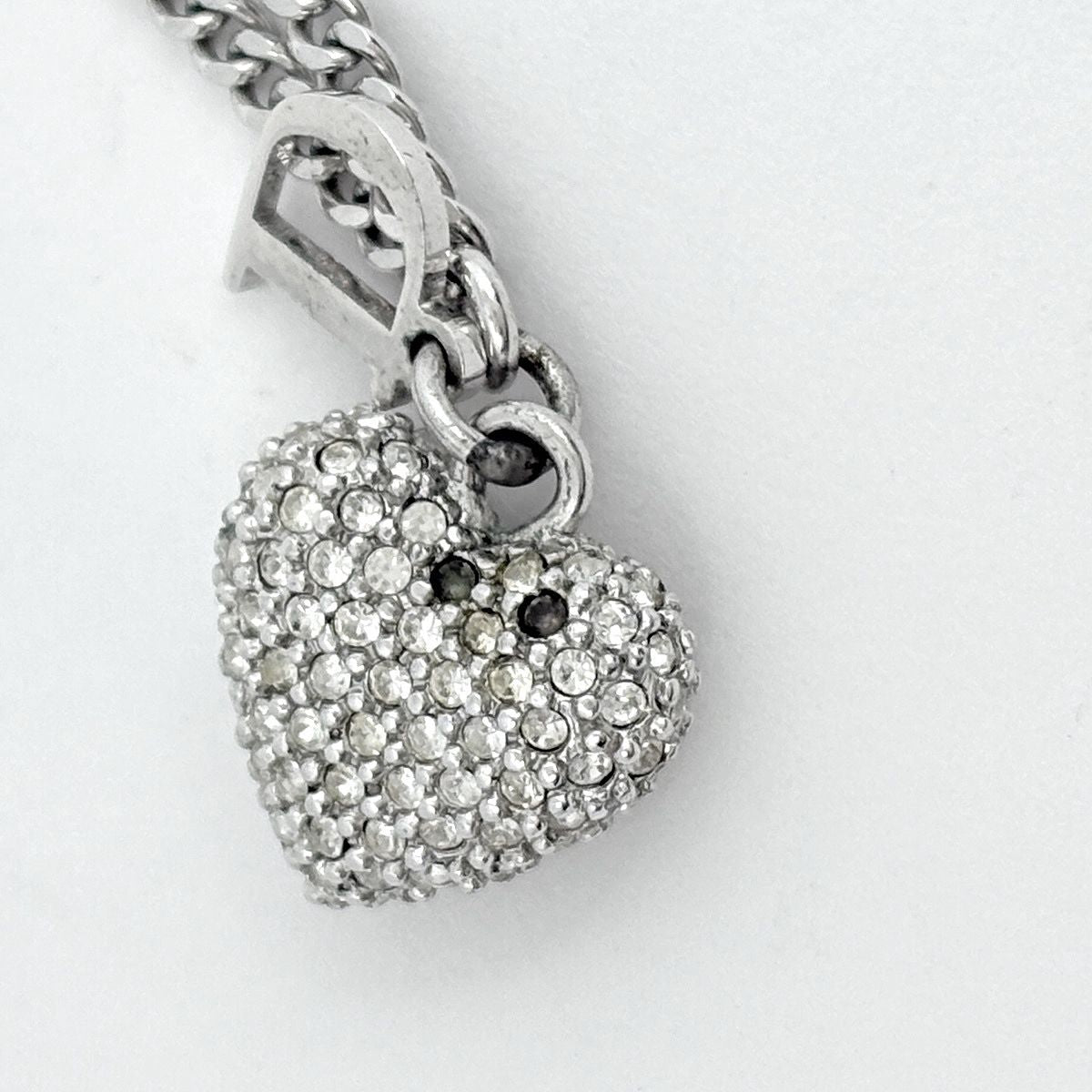 Dior Logo Rhinestone Necklace Clover Silver Plated — view 4