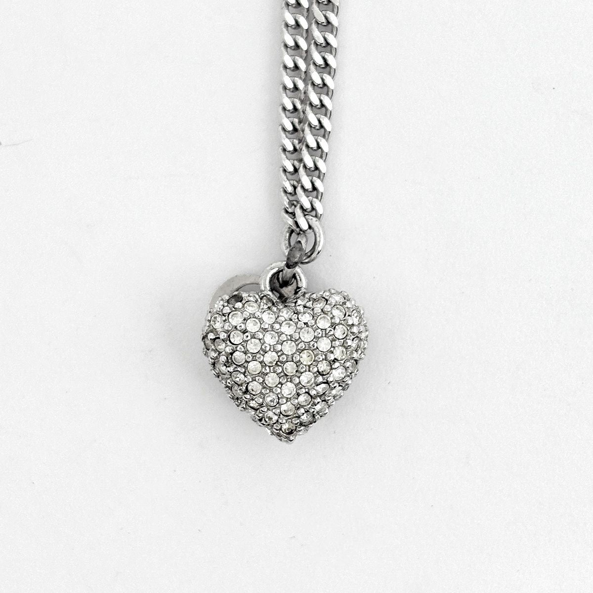 Dior Logo Rhinestone Necklace Clover Silver Plated — view 2