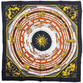 Hermes Carre 90 Dies Et Hore Astrology Sun Scarf Silk Black White Brown