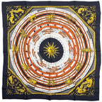Hermes Carre 90 Dies Et Hore Astrology Sun Scarf Silk Black White Brown