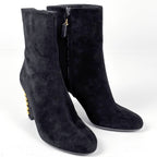 Gucci Studded Zip Up Short Boots Shoes Suede Black — view 8