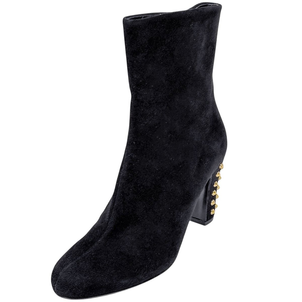 Gucci Studded Zip Up Short Boots Shoes Suede Black