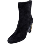 Gucci Studded Zip Up Short Boots Shoes Suede Black