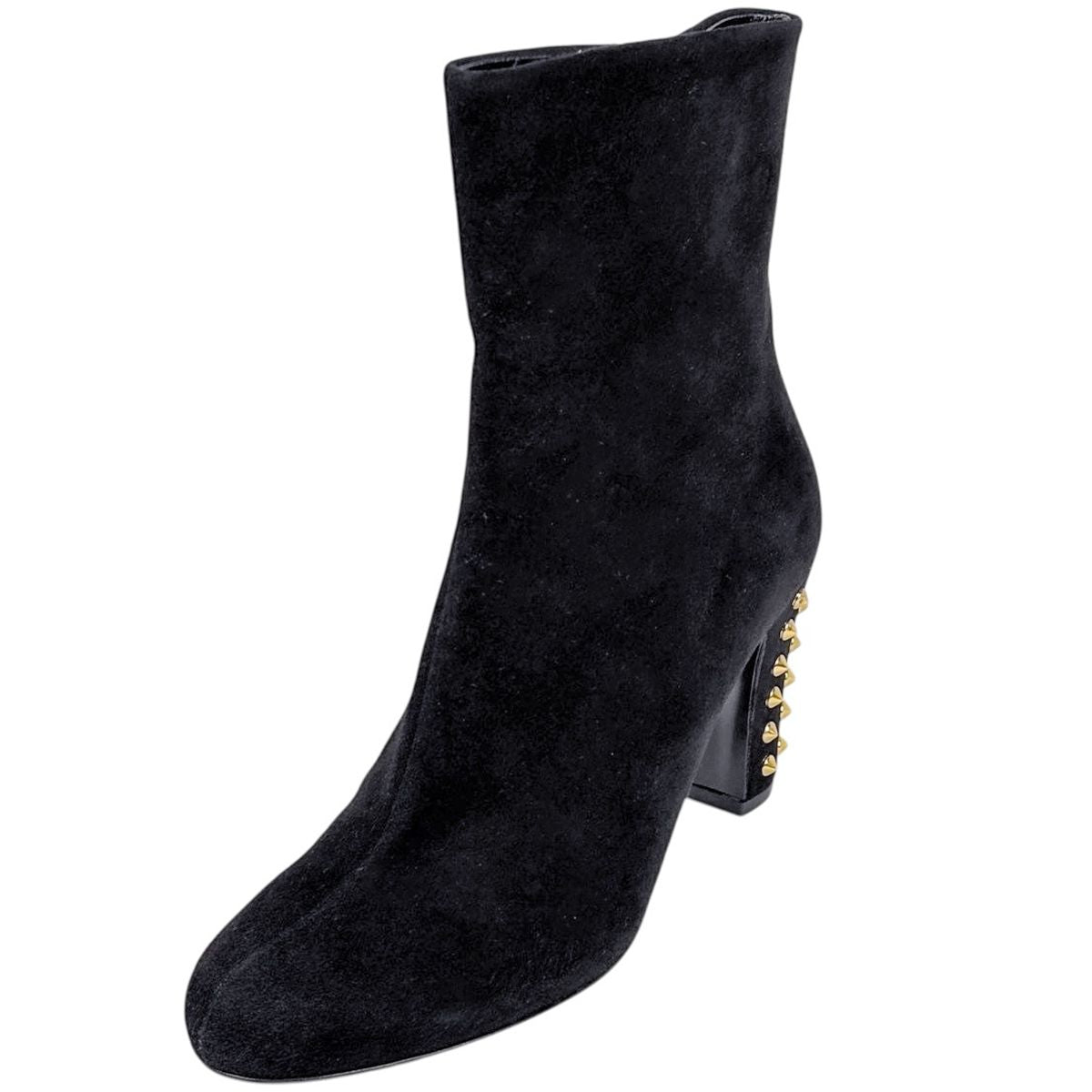 Gucci Studded Zip Up Short Boots Shoes Suede Black