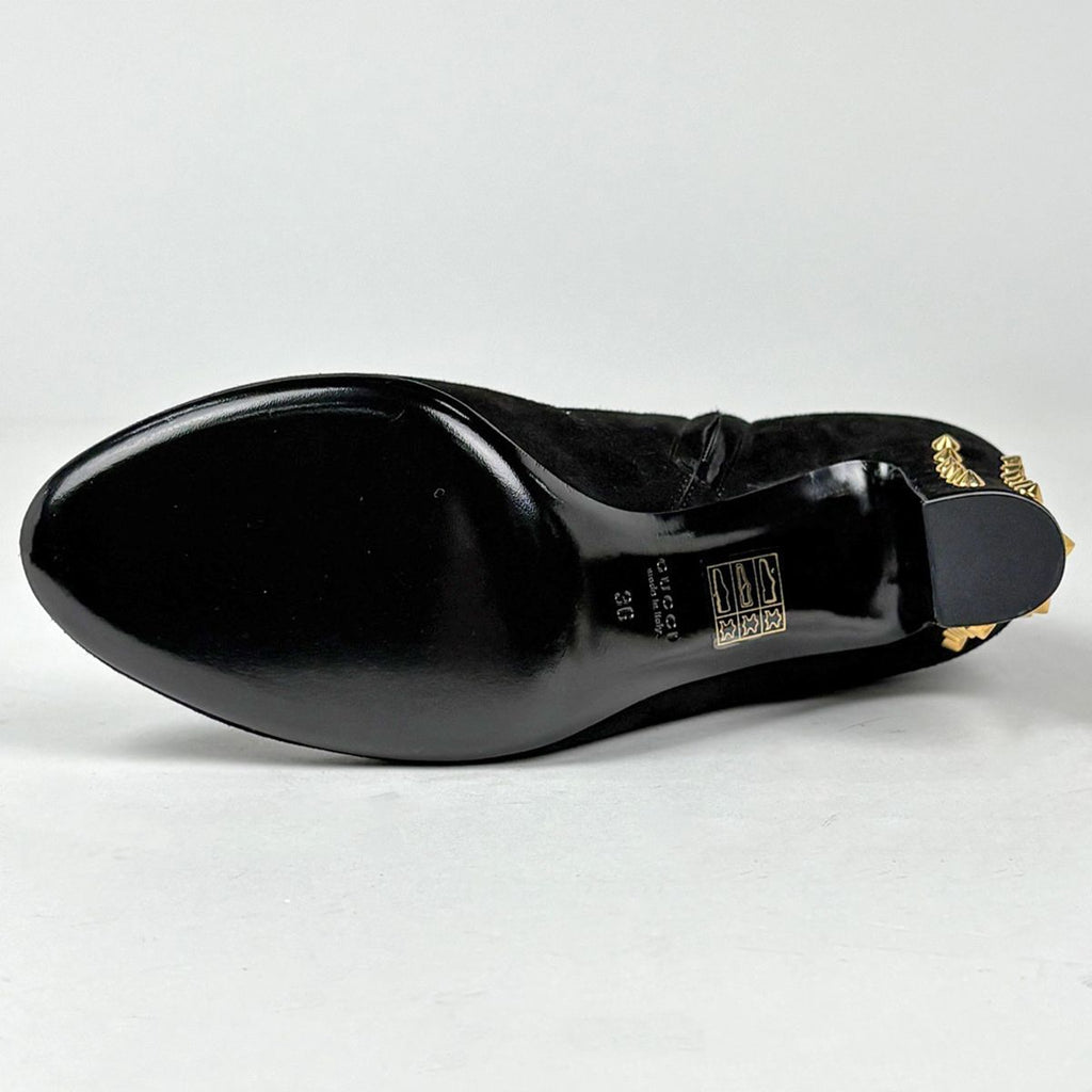 Gucci Studded Zip Up Short Boots Shoes Suede Black — view 2