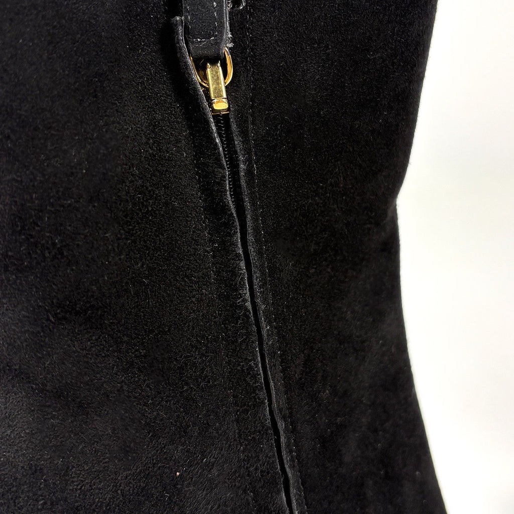 Gucci Studded Zip Up Short Boots Shoes Suede Black — view 6