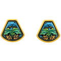 Hermes Enamel Earrings Cloisonne Gold Plated Blue