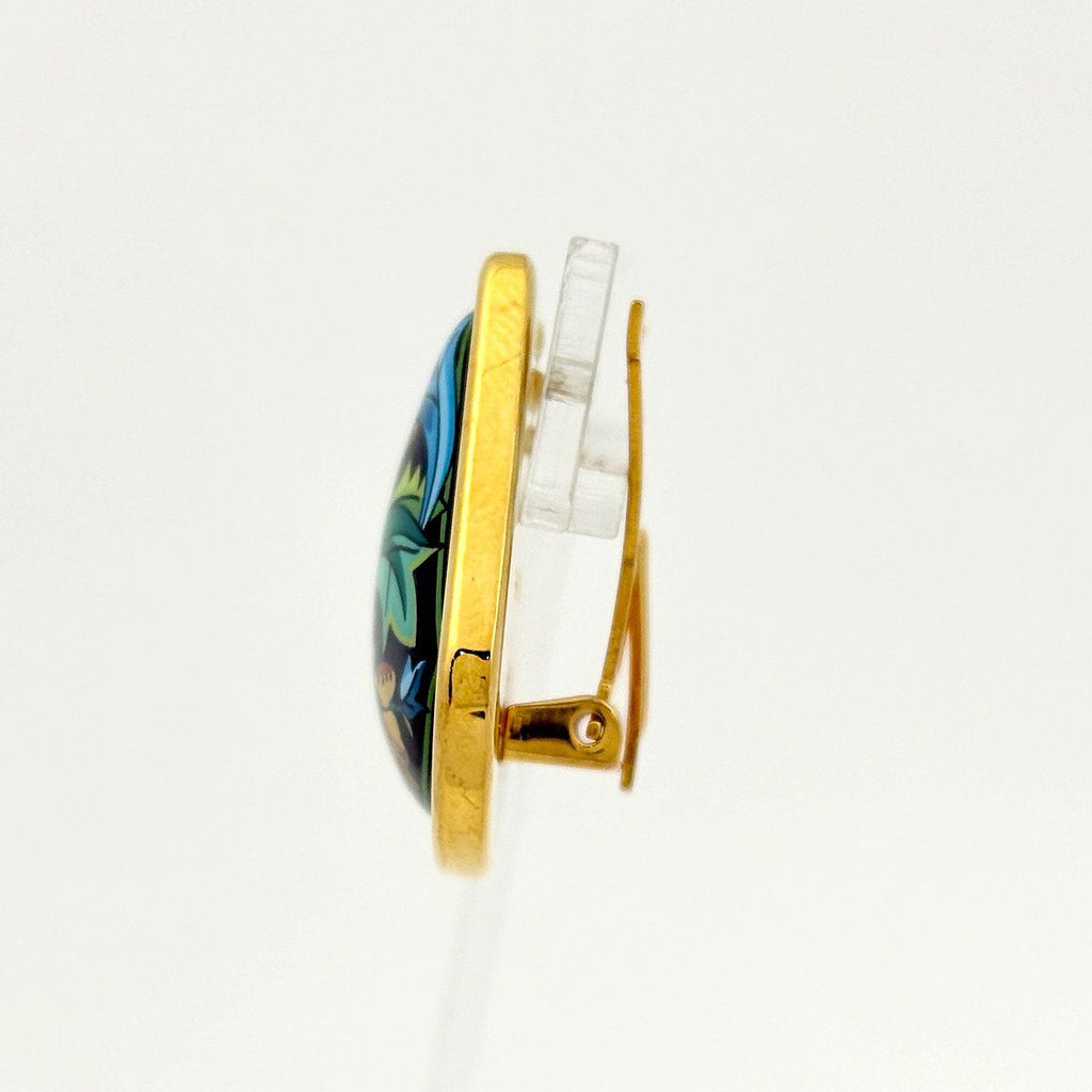 Hermes Enamel Earrings Cloisonne Gold Plated Blue — view 2