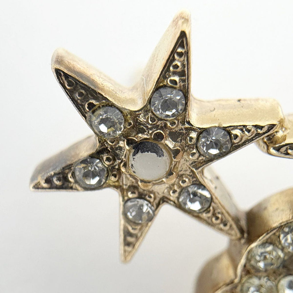 Chanel CC Logo Rhinestone Earrings Gold Plated — view 5