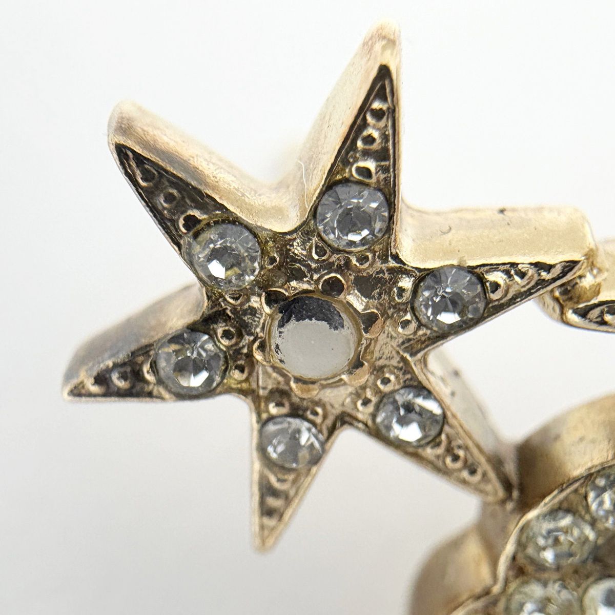 Chanel CC Logo Rhinestone Earrings Gold Plated — view 5