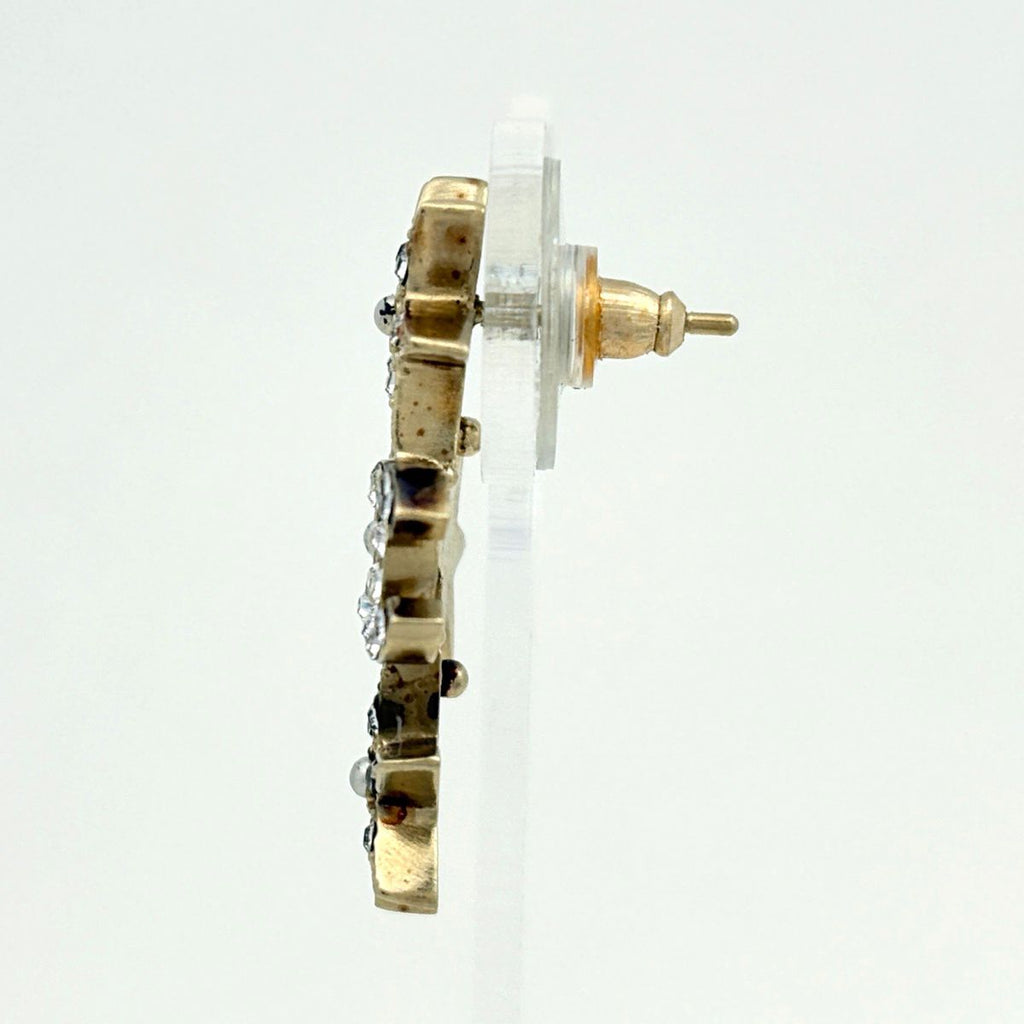 Chanel CC Logo Rhinestone Earrings Gold Plated — view 2