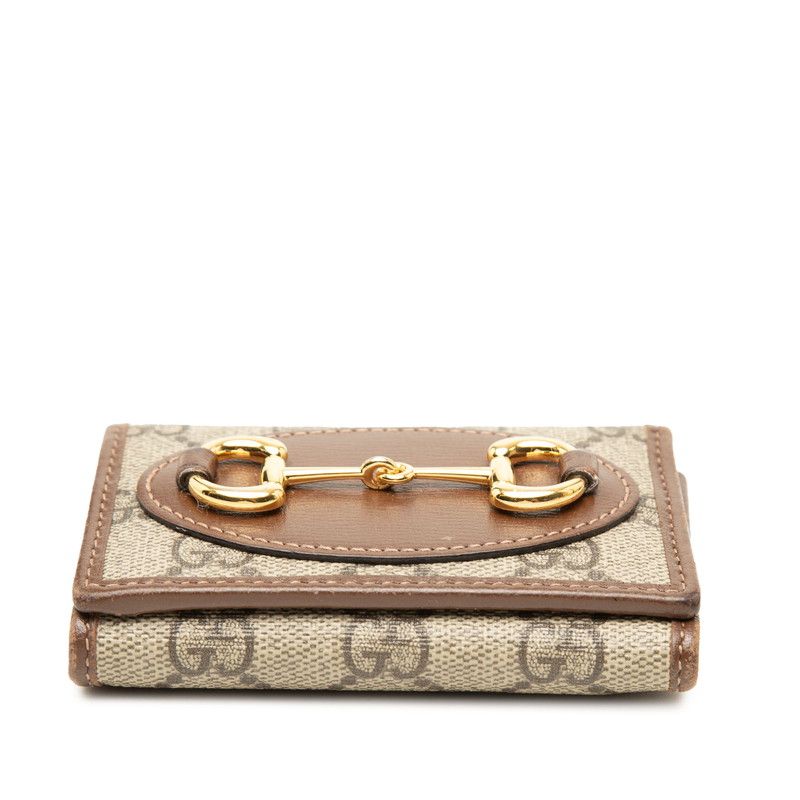 Gucci GG Supreme Horsebit Trifold Wallet Beige Brown Leather — view 3