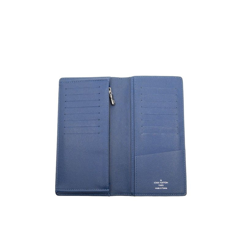 Louis Vuitton Monogram Brazza Wallet Cobalt Blue Taigarama — view 5
