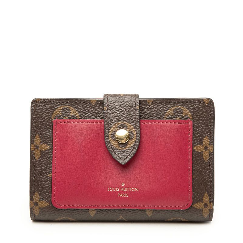 Louis Vuitton Monogram Juliette Bifold Wallet Compact Brown Fuchsia Leather