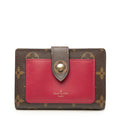 Louis Vuitton Monogram Juliette Bifold Wallet Compact Brown Fuchsia Leather