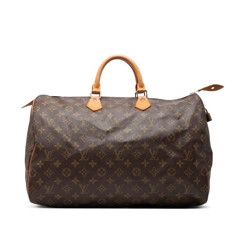 Louis Vuitton Monogram Speedy 40 Handbag Brown Leather