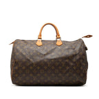Louis Vuitton Monogram Speedy 40 Handbag Brown Leather
