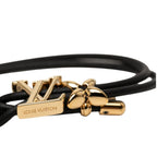 Louis Vuitton LV Blue M Bracelet Noir Black Gold Plated Leather — view 4