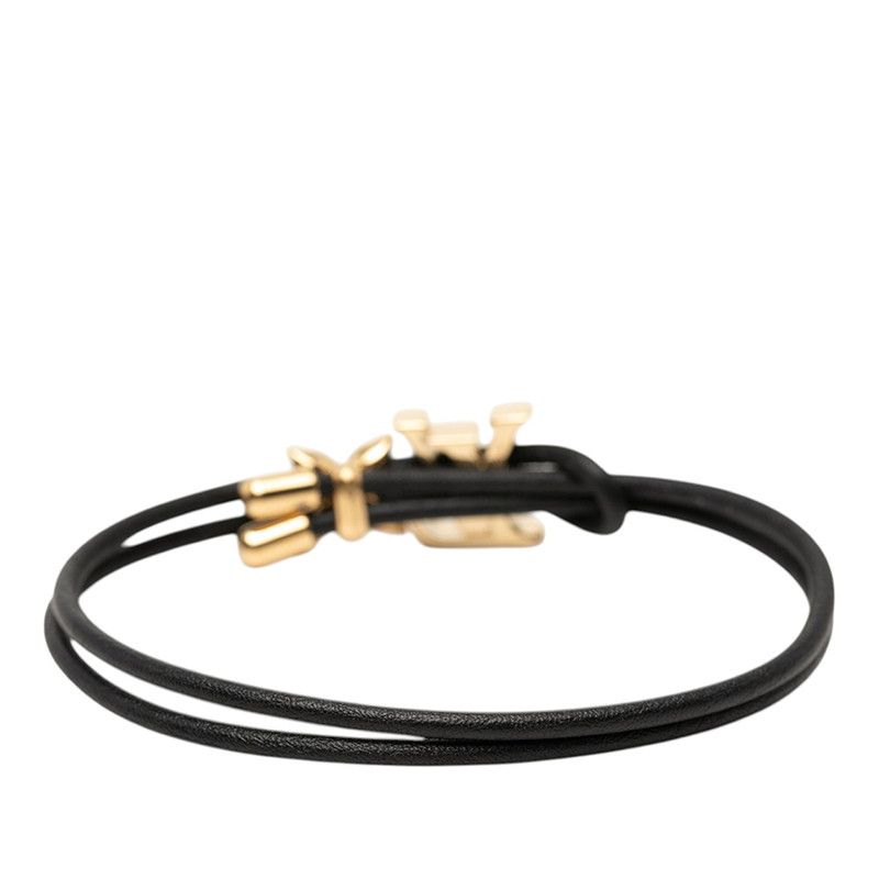 Louis Vuitton LV Blue M Bracelet Noir Black Gold Plated Leather — view 3