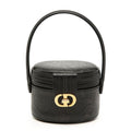 Dior CD Logo Vanity Bag Mini Handbag Black Leather
