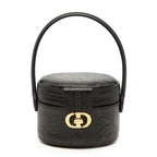 Dior CD Logo Vanity Bag Mini Handbag Black Leather