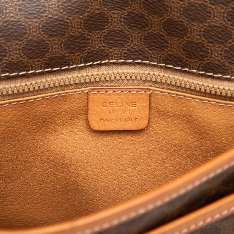 Celine Macadam Crossbody Shoulder Bag Brown Leather — view 8