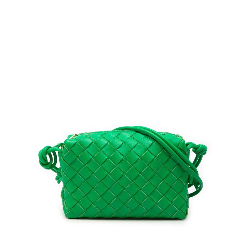 Bottega Veneta Intrecciato Shoulder Bag Green Leather
