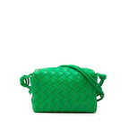 Bottega Veneta Intrecciato Shoulder Bag Green Leather