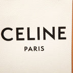 Celine Vertical Cabas 2-Way Shoulder Bag White Brown Canvas Leather — view 4