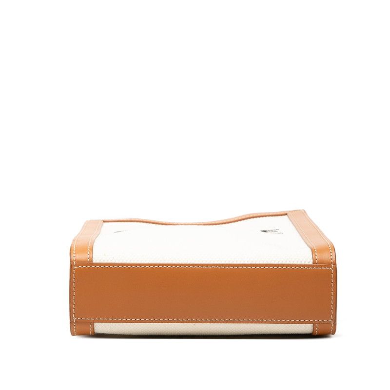 Celine Vertical Cabas 2-Way Shoulder Bag White Brown Canvas Leather — view 3