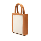 Celine Vertical Cabas 2-Way Shoulder Bag White Brown Canvas Leather — view 2