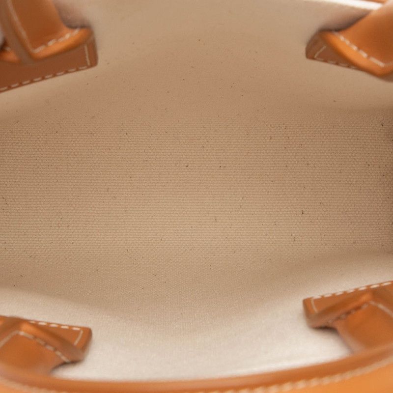 Celine Vertical Cabas 2-Way Shoulder Bag White Brown Canvas Leather — view 5