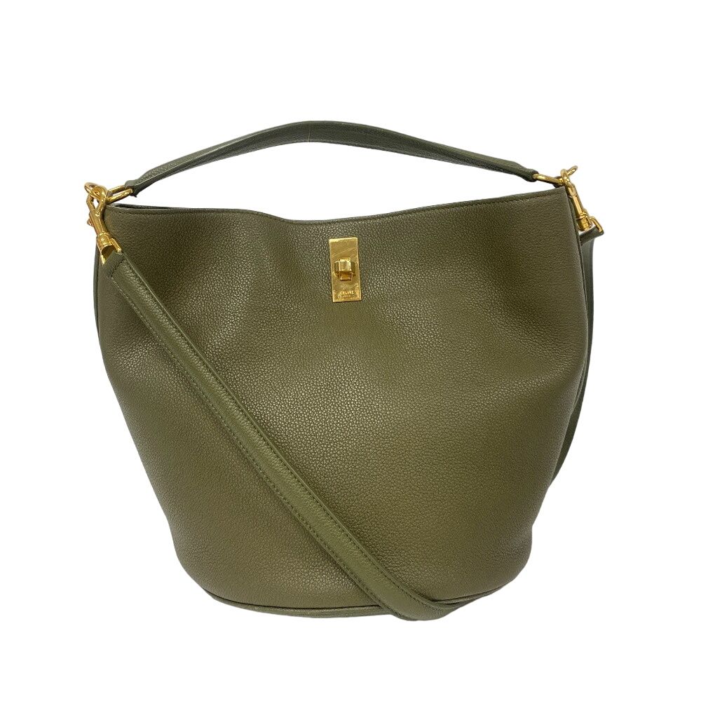 Celine Bucket 16 Shoulder Teen Bag Purse Crossbody Khaki Green